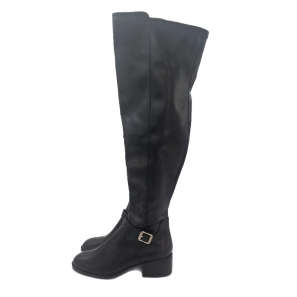 DV Dolce Vita Elyse Black Over The Knee Riding Boots Buckle Detail Women’s 7